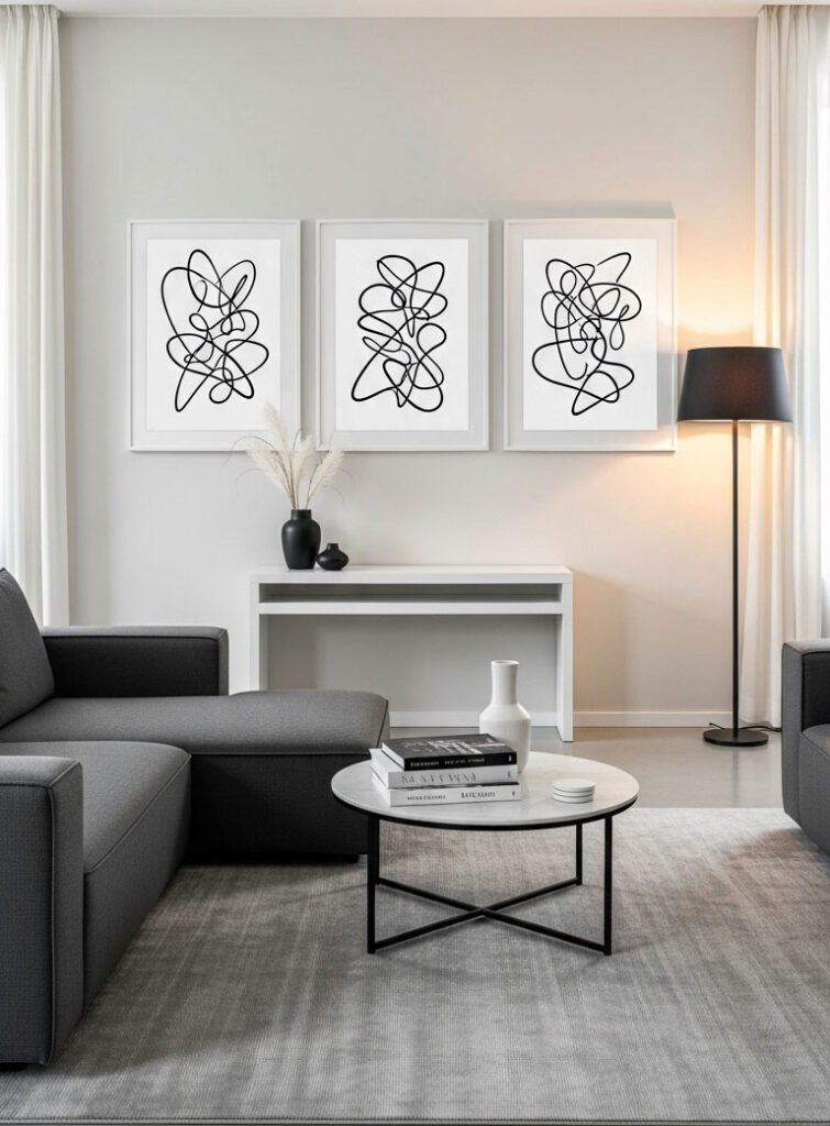 Minimalist Gallery Wall Ideas with Line Art