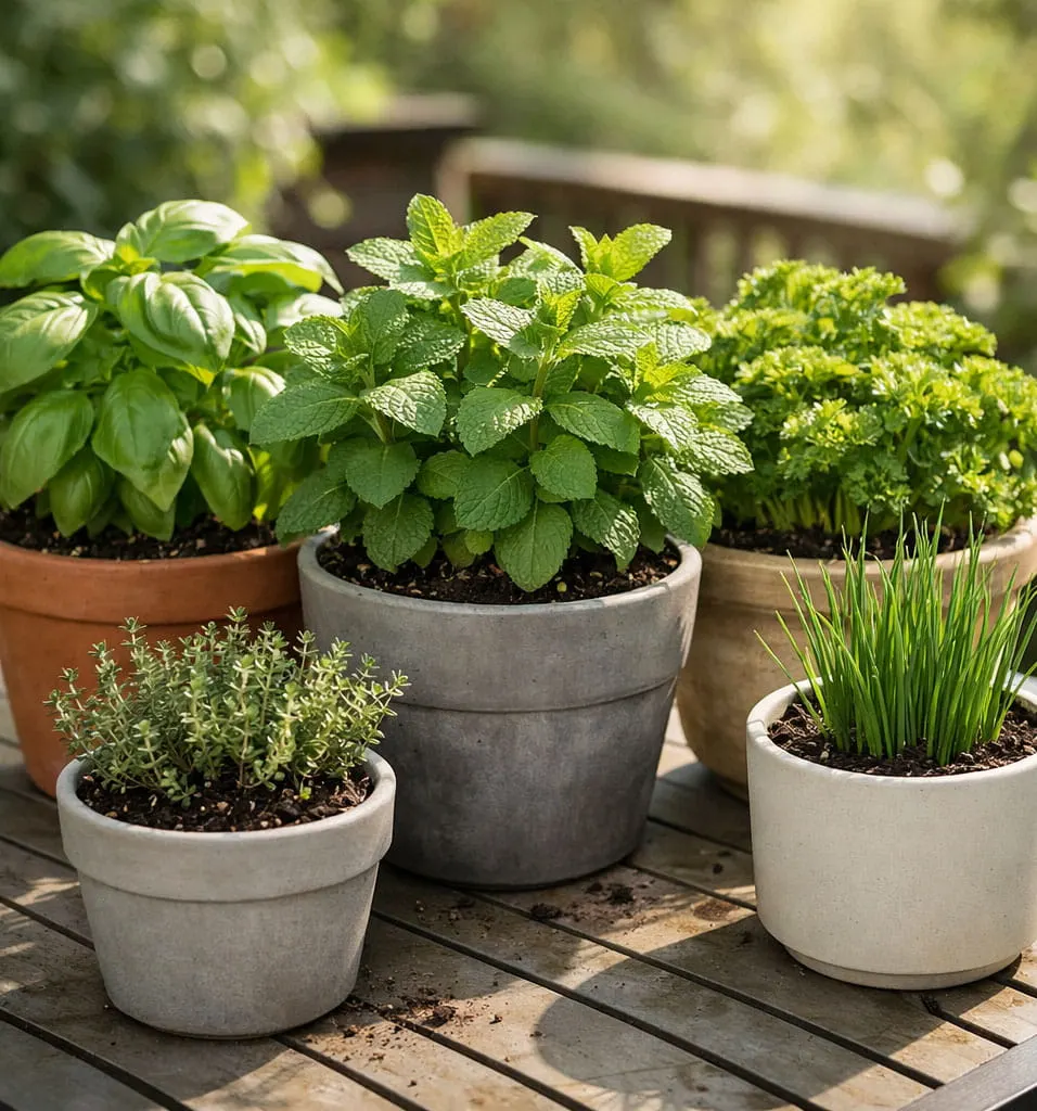 Herbs container plants
